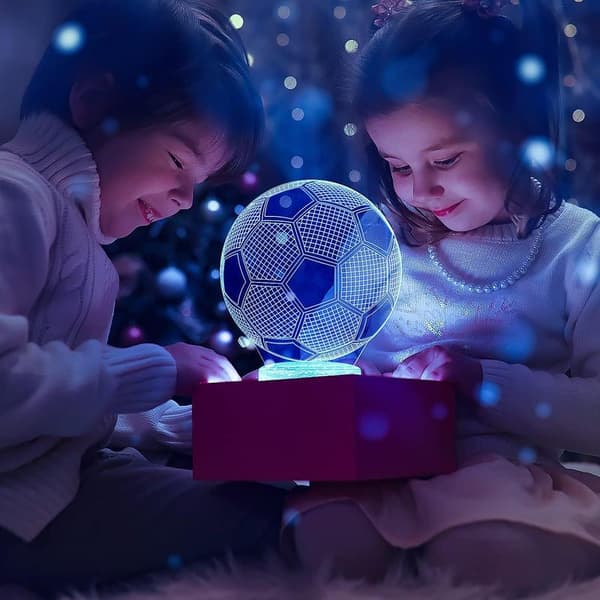 Fotball Nattlampe, 3D LED Optisk Illusjonslampe Barnelampe