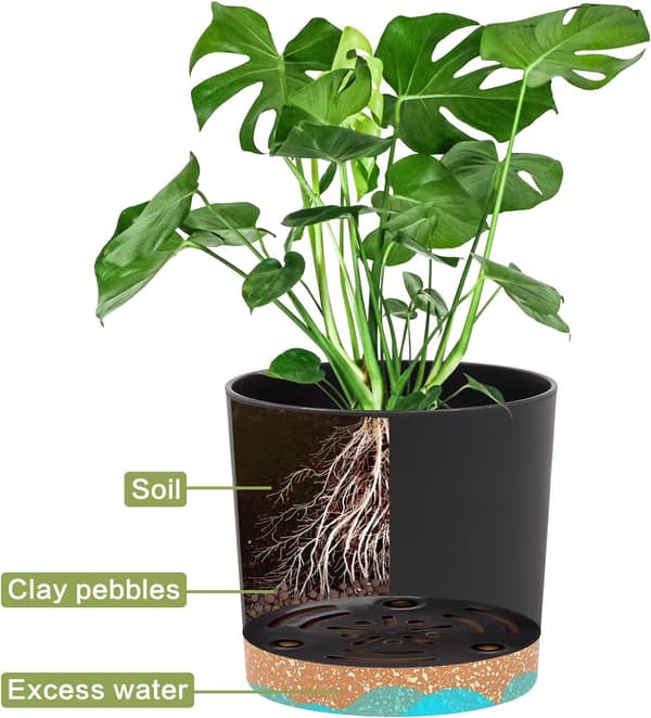 2 stk. Innendørs blomsterpotter 12 cm med dreneringshull og avtakbar base
