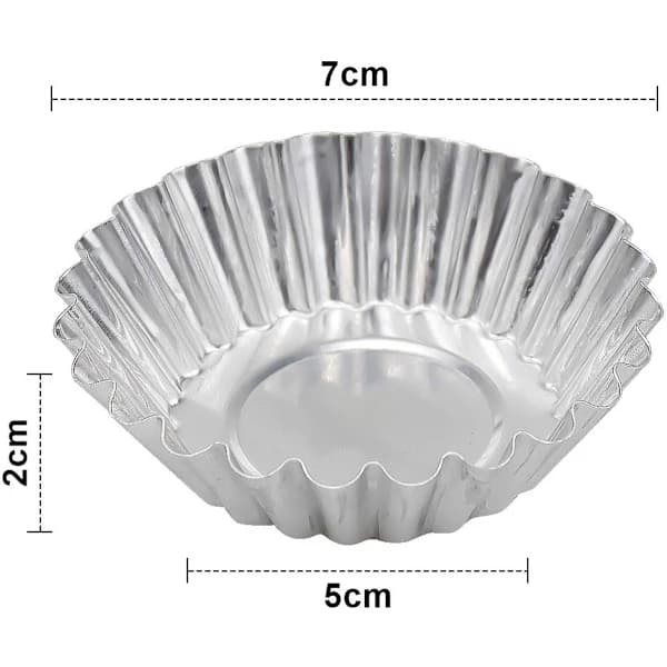 30-pak Æggetærteforme - Bageforme i stål - Muffinsforme - Cupcakeforme - Buddingforme - Desserter - Is - Non-stick & Genanvendelige - Sølv
