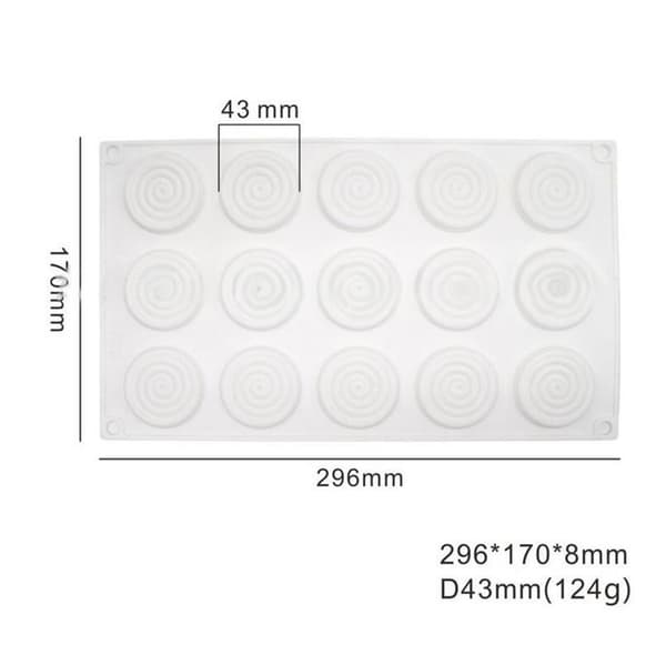 15 Tourbillon Spiral Silikoneform Mousseform Chokoladeform bageform Vit white
