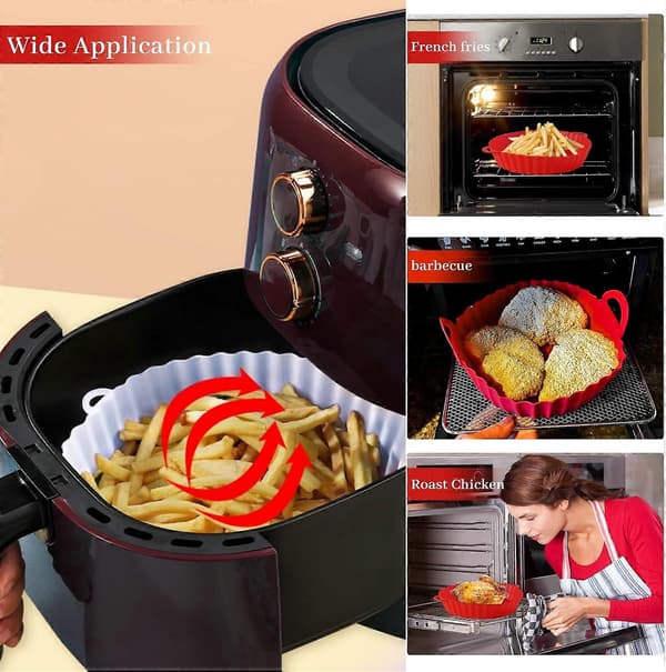 Airfryer-indsatser i silikone, 2 stk., fødevaregodkendt, rød