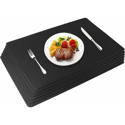 Miorkly Dækkeservietter 6-pak Sort PU-læder 45 x 30 cm Vaskbare Skridsikre
