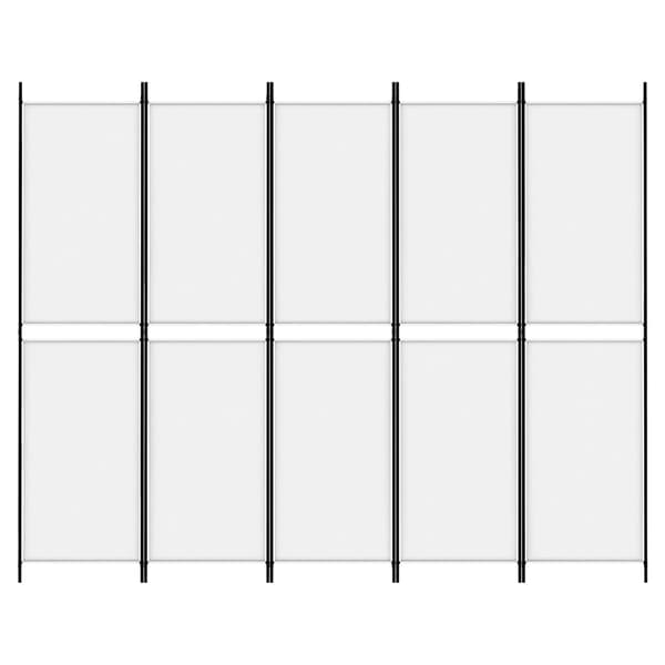 vidaXL Romdeler 5 paneler hvit 250x200 cm stoff Vit 5460