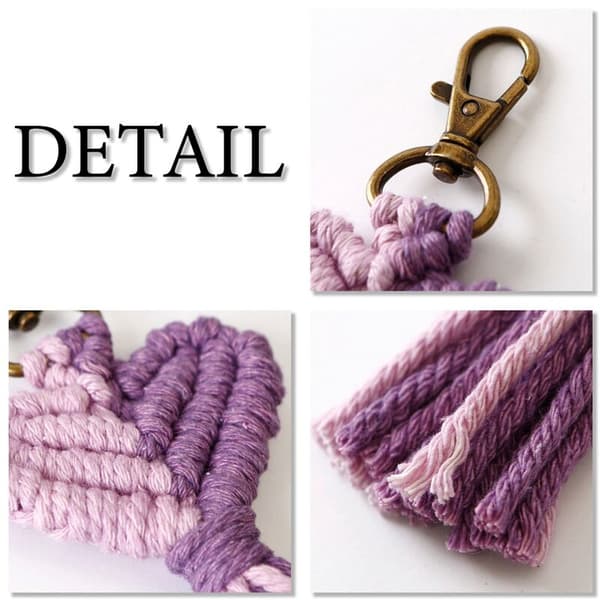 Mini Macrame Nøglering Boho Kvast Taske Charms Håndværk Tilbehør til Bilnøgle Håndtaske Tilbehør, Lilla