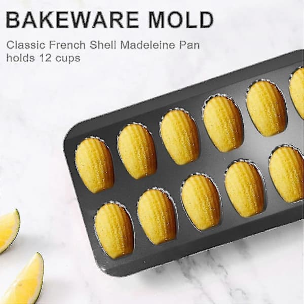 2-pak Nonstick Madeleineforme, Bageplader med 12, Kageform med sprød overflade Chokolade Nonstick Brød