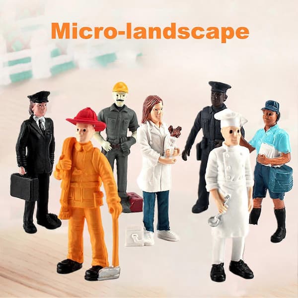 KAESI 7-delt sett med håndmalte miniatyrlandskapsfigurer - Dekorasjon