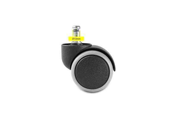 5-pack hjulset för hårda golv till kontorsstol, svart, 10 mm stift, 50 mm diameter