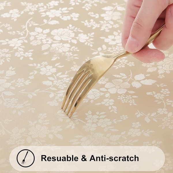 Rund vanntett kraftig vinylduk beige 70 x 70 tommer