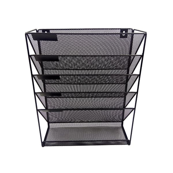 Simple Home Goods 6-lags vægmonteret arkivbakke-organizer, sort