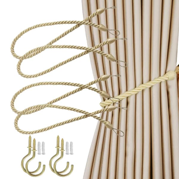 Gardinbinding, håndlavede gardinbindinger, gardinbånd, gardinbindinger til hjemmekontor, stue, (beige)