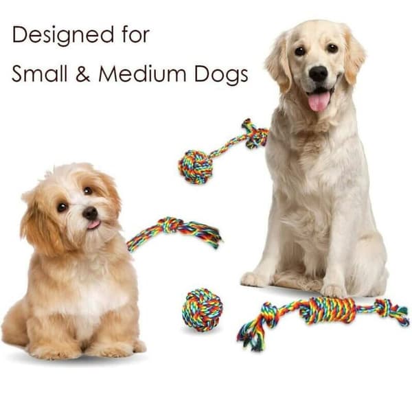 Rope Dog Toy - Interactive Cotton Chew Toy - Dog Teeth Cleaning - For Small/Medium Puppies