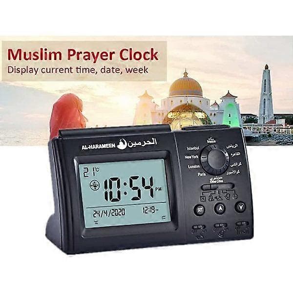 Azan väckarklocka Islamisk digital klocka för alla böner