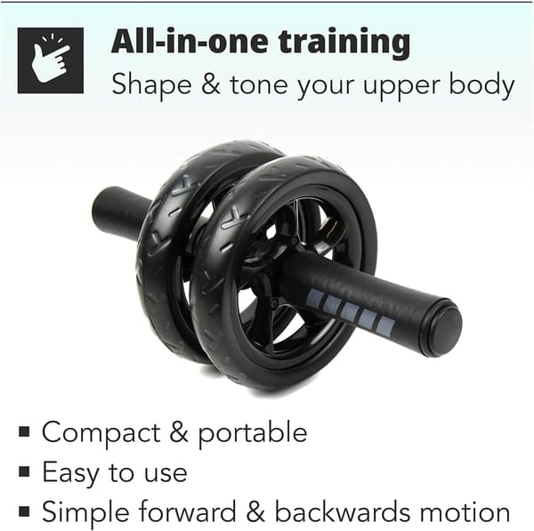 Ab Roller for Strength Training Equipment - Abdominal Wheel for Sit-Up Exercises for Home Gym with Extra Thick Knee Pad Mat - Ab Trainer with Dual Glide Wheels