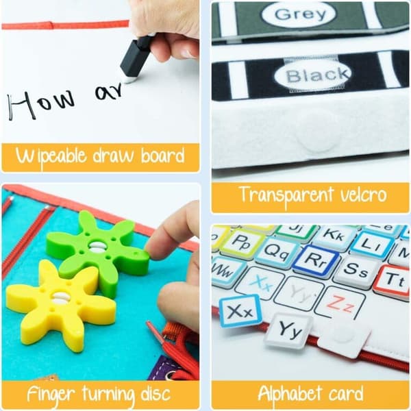 Montessori Felt Activity Board for Early Learning, Backpack and Educational Books for Kids