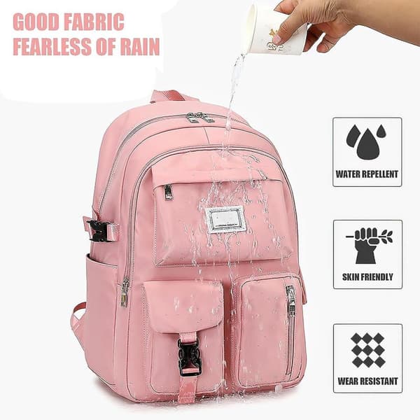 Large backpack with many compartments, waterproof school backpack - White White