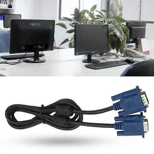 VGA-kabel Praktisk Bred Anvendelse Plug Play 1.5m Computerskærm VGA Han til Han Tilslutningskabel til TV