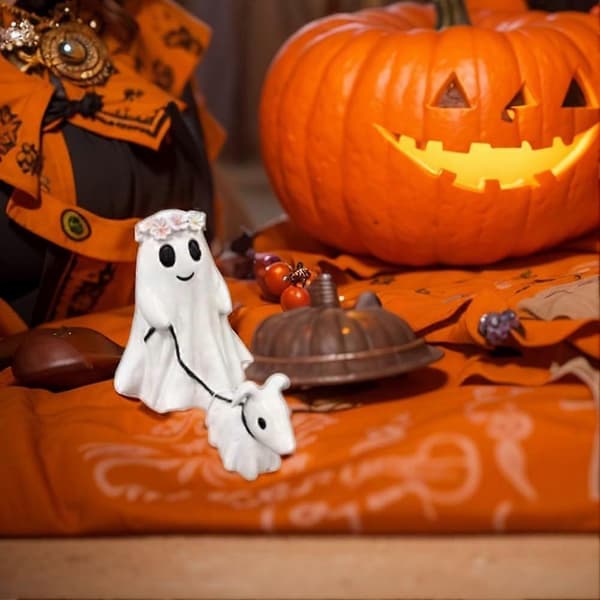 Halloween Spøgelse Gående Hund Statue, Spøgelsesdekoration Skulptur