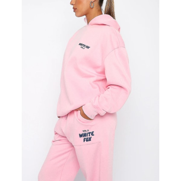 vit Fox Huvtröja Ytterplagg för kvinnor -två stycken hoodie kostymer Långärmad huvoutfit PINK L