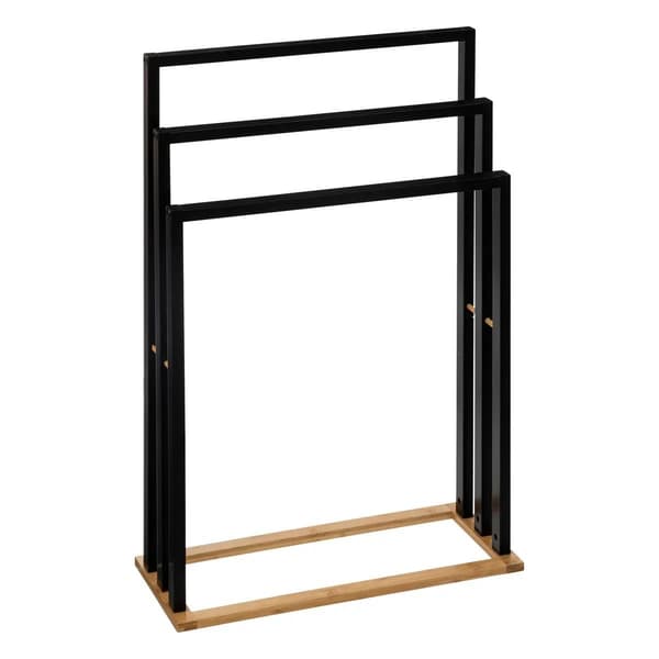 Stylish and practical towel rack in eco-friendly bamboo Svart black