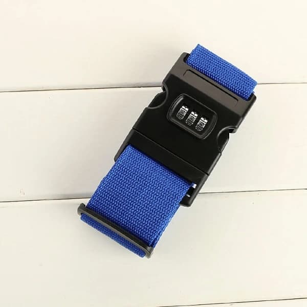 Personalized Luggage Strap - Secure Luggage 180cm x 5cm with Lock - Printed (Blue with Lock)