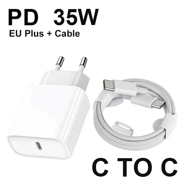 Original PD EU US 35W Hurtiglader for iPhone 16 15 14 13 11 12 Pro Max Plus XS X USB C 1M Hurtigladekabel Type-C Cargad For iPhone 16 15 EU