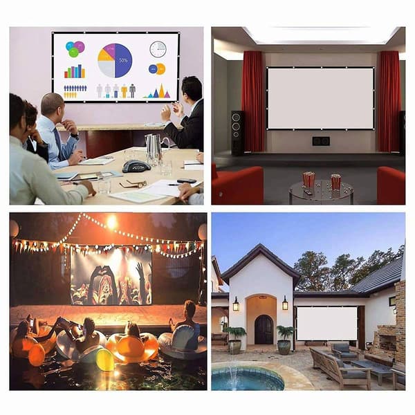 100-inch Projector Screen 16:9 Foldable Wrinkle-Free Precision Hole HD Projector Screen Compatible
