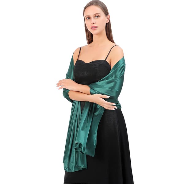 Dame Satin Silketørklæde og Cape 200*70CM - Mørkegrøn