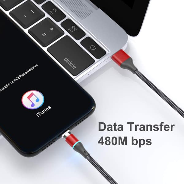 Magnetisk ladekabel 12. generation 1m 3-pak Rød Micro USB USB-C Hurtigopladning Dataoverførsel