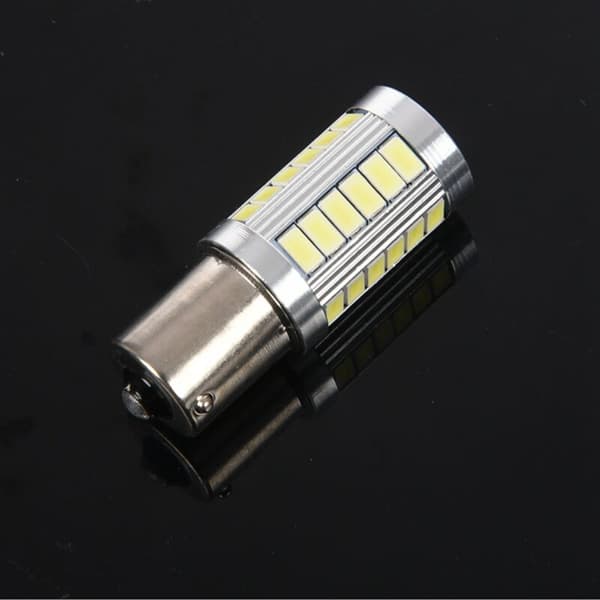 2X BA15S 12V Hvit LED Bil Nattlys Pære 1156 P21W Sølv 33-LED