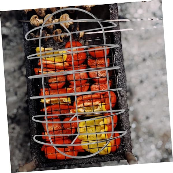 BBQ Ribsstativ Rustfrit Stål Non-stick Plads til Op til 5 Ribben til Udendørs Grillning Camping og Ovn Brug 37,7 cm