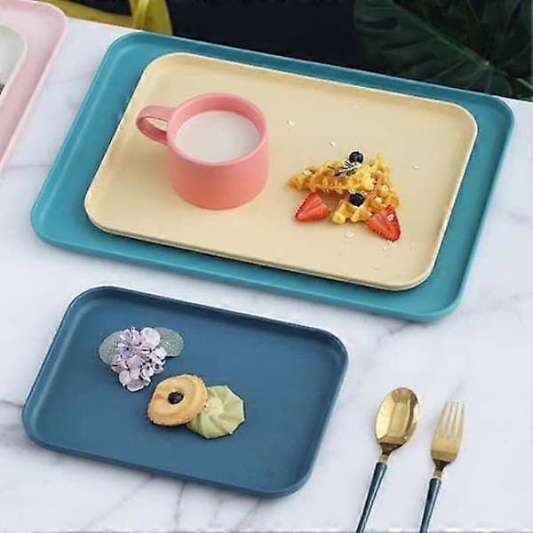 Multifunctional Large Serving Tray Plastic Practical Food Grade Storage Tray Home Dark Blue L