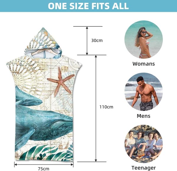 1 pc Surf Cape Towel, Quick-Drying Microfiber Fabric Surf Changing Robe