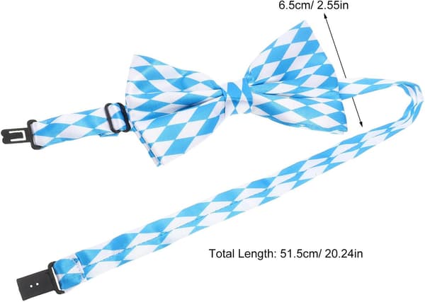 4 stk. Oktoberfest-slips til mænd, traditionel polyester, lyseblåt og hvidt ternet mønster, bayersk flagdesign, til festlige lejligheder