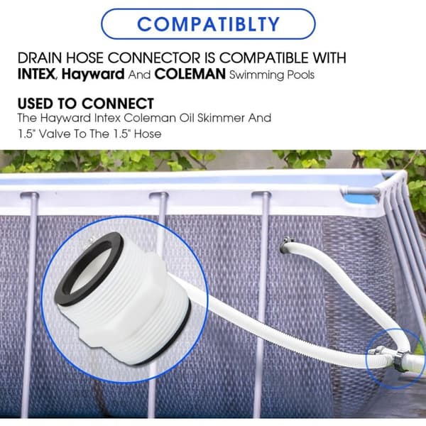 2x Poolslangeforbindelse 3,8 cm med 2 L-ringstætninger, Kompatibel med Intex Coleman