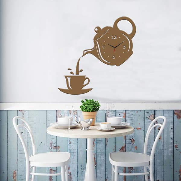 Veggklokke Akryl Kaffekopp Tekanne
