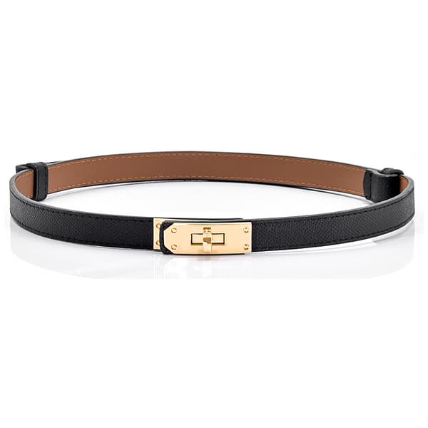 Women's Slim Belt Solid Color Alloy Twist Lock Adjustable Belt Thin Belt for Dress Jeans Jacket