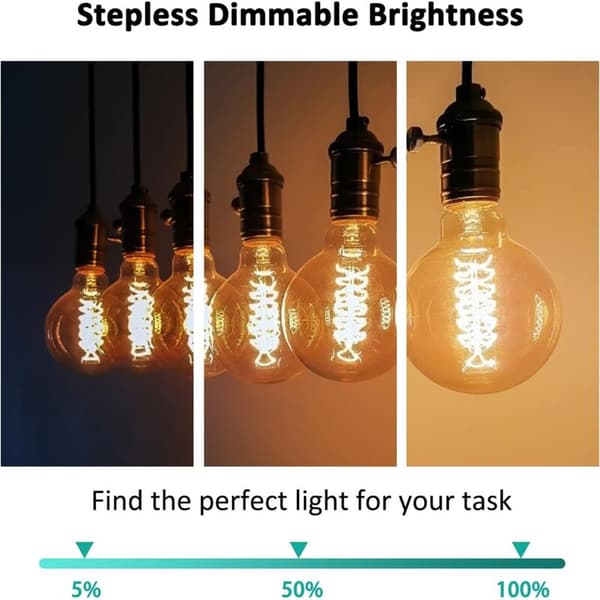 Vintage Globe G80 E27 Dimmable Light Bulb, 60W Warm White 2700K, 600lm, 2-pack