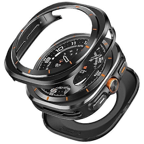 Beskyttelsesetui til Samsung Galaxy Watch Ultra 47mm, Urramme i aluminiumslegering PC{ee} Black White