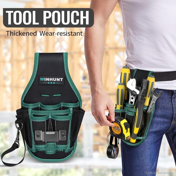 Tool Belt Pouch, Tool Organization Box for Tools and Small Parts, 9-Pocket Tool Bag with Tape Holder (14x7x25 cm)