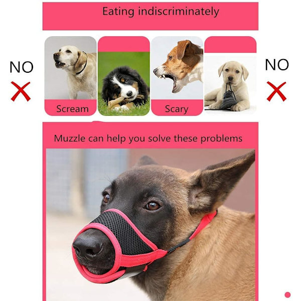 (S, Pink) Dog Muzzle Soft Adjustable Nylon Dog Muzzle, Anti-Bite