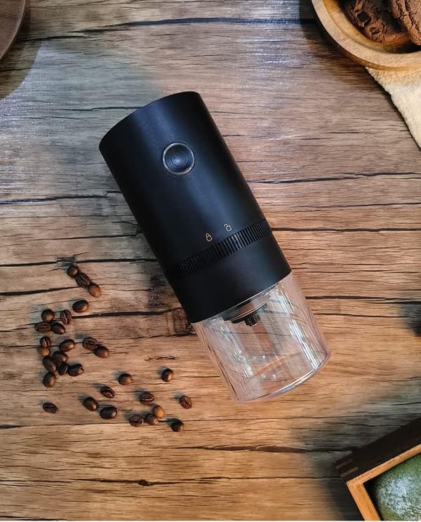 Portable electric coffee grinder 4 cups espresso USB rechargeable black