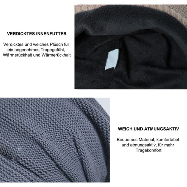 Dame Slouch Beanie Strikket Lue Beret Skullcap Lang Baggy, (Mørkegrå)