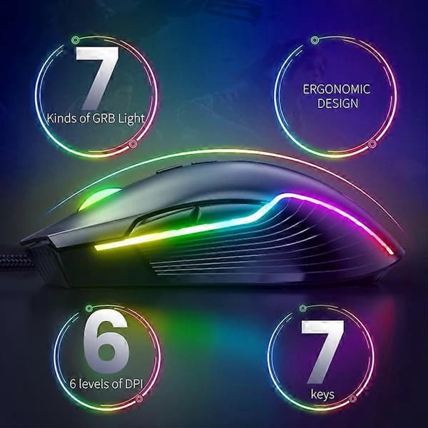 ONIKUMA CW905 RGB-belysning Kablet Mus Sort Black