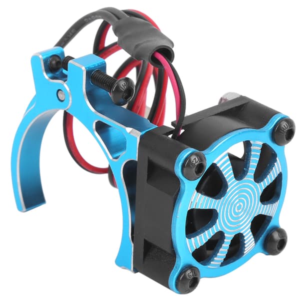RC-modelbilmotorkøleventilator med køleplade og termisk sensor til 540 550 3650 3660 Blå