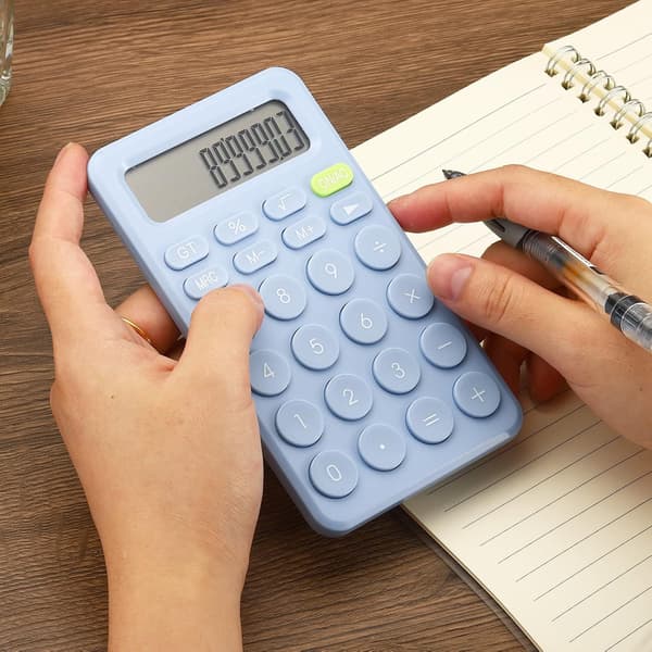 Cute Desktop Calculator, Small Desktop Calculator Battery Powered with 12-Digit Large LCD Display for Office Home, Blue