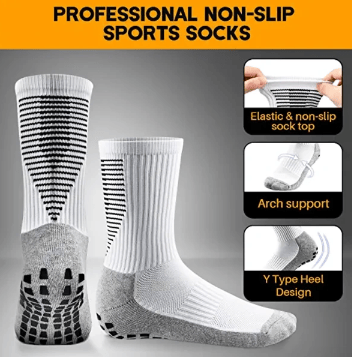 3 par Anti-Slip Fodboldstrømper Åndbare Grebstrømper Hvid