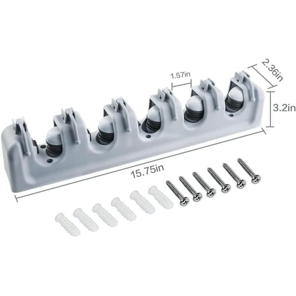Jalleria Multifunktionel Vægmonteret Kostholder med 5 Rum og 6 Kroge