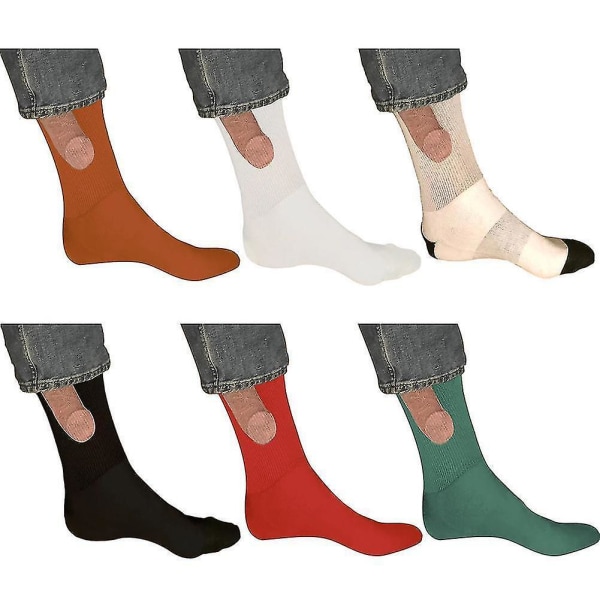 Mies Show-Off Hauskat sukat Uutuus paljastavat sukat Naiset Mies Uutuus hauskat sukat White