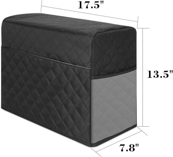 Sewing Machine Cover, Compatible with Singer and Brother Machines, Sewing Machine Accessory Protector with Pocket, Quilted Black
