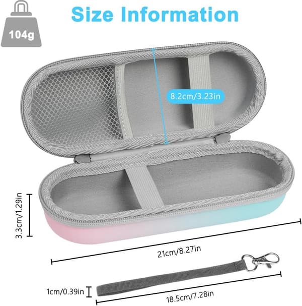 Electric Toothbrush Travel Case, PU Leather Hard Case, Light Blue + Pink, Box Only